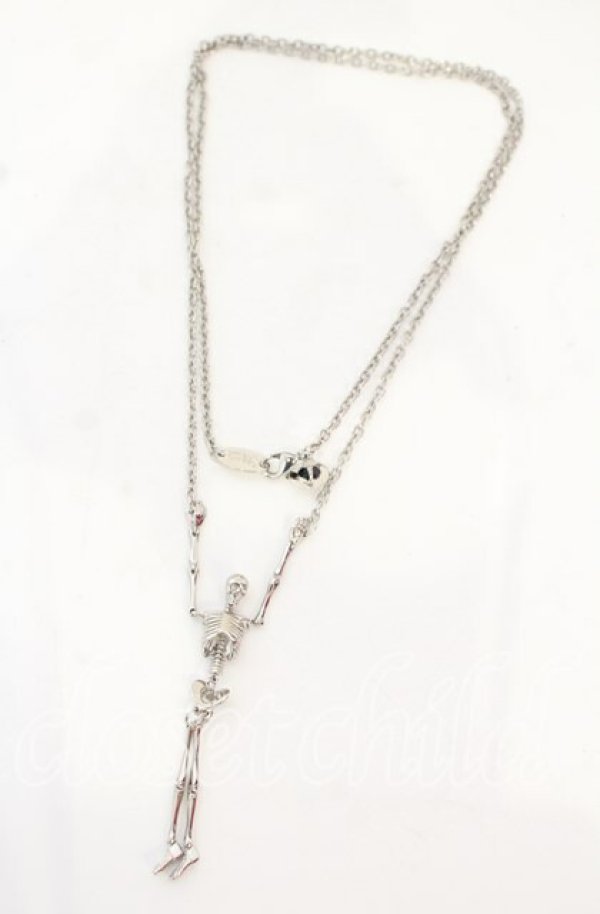 画像2: ヴィヴィアンウエストウッド 中古 /ELETON LONG NECKLACE(スケルトンロングネックレス)  シルバー  O-25-10-19-074-nl-YM-OS (2)