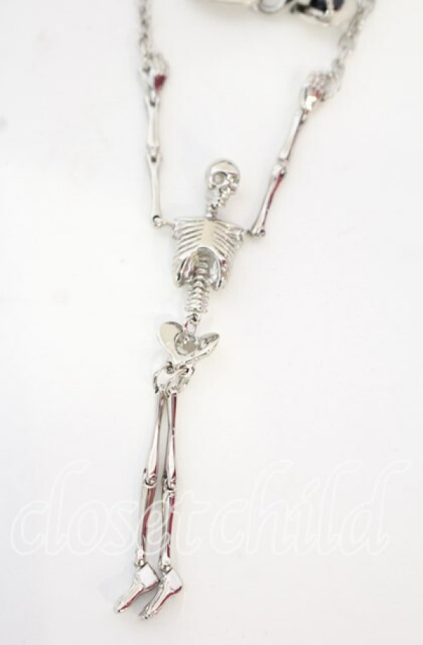 画像3: ヴィヴィアンウエストウッド 中古 /ELETON LONG NECKLACE(スケルトンロングネックレス)  シルバー  O-25-10-19-074-nl-YM-OS (3)