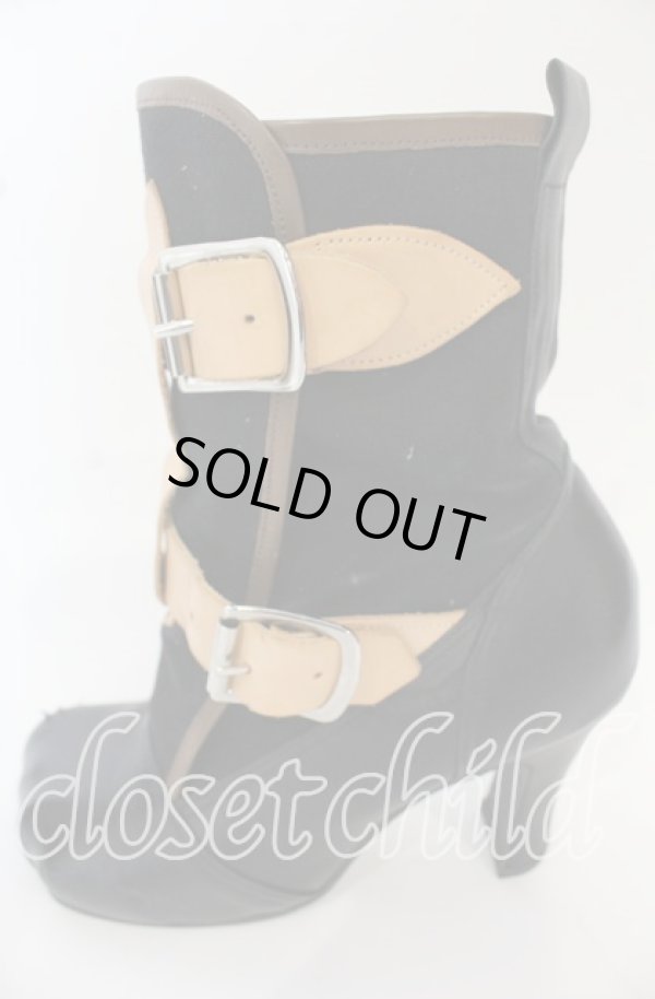 画像5: ヴィヴィアンウエストウッド 中古 / 猫足ボンテージブーツ 5（約24cm） ブラックｘブラウンｘイエロー  O-25-10-19-086-sh-YM-ZH (5)