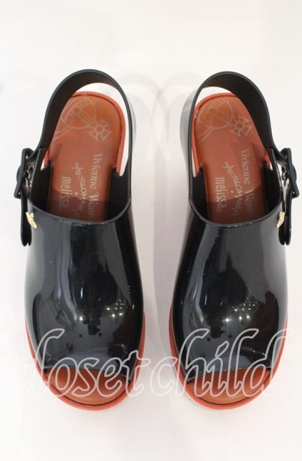 画像2: ヴィヴィアンウエストウッド×Melissa 中古 / MULE AD サンダル 24cm ブラックxレンガ  O-25-10-19-087-sh-YM-ZH (2)