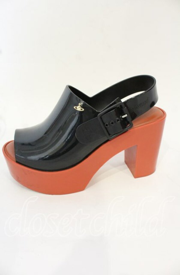 画像4: ヴィヴィアンウエストウッド×Melissa 中古 / MULE AD サンダル 24cm ブラックxレンガ  O-25-10-19-087-sh-YM-ZH (4)