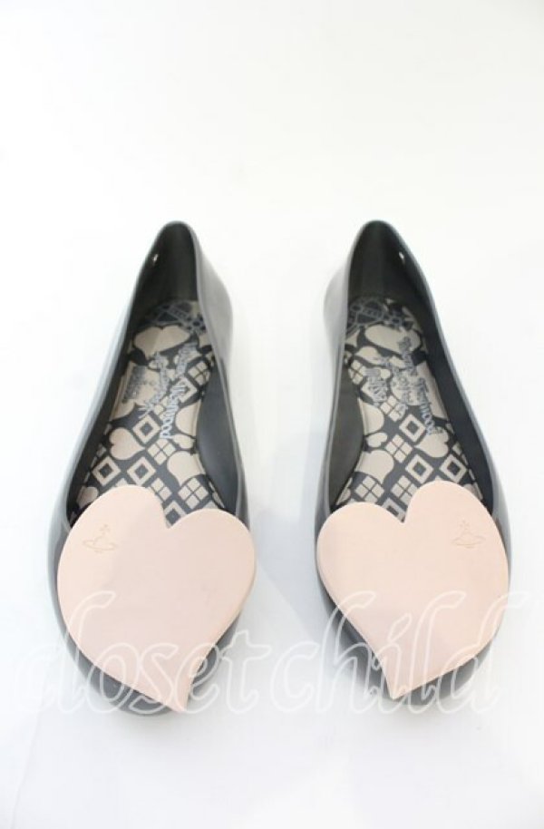 画像2: ヴィヴィアンウエストウッド×Melissa 中古 / クイーンバレリーナシューズ 24cm ブラックxピンク  O-25-10-19-090-sh-YM-ZH (2)