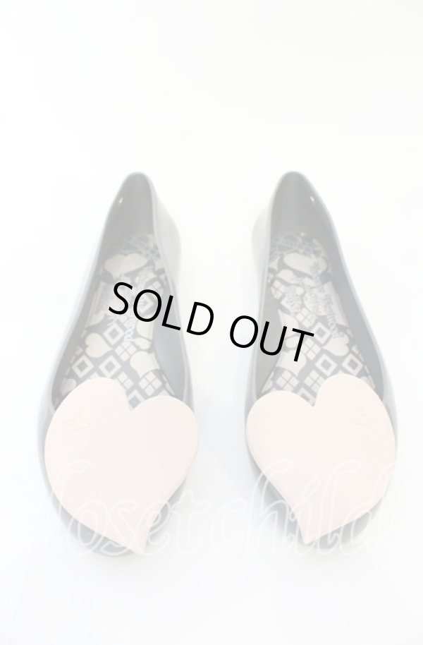 画像2: ヴィヴィアンウエストウッド×Melissa 中古 / クイーンバレリーナシューズ 24cm ブラックｘピンク  O-25-10-19-090-sh-YM-ZH (2)