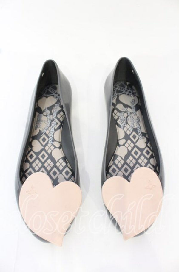 画像3: ヴィヴィアンウエストウッド×Melissa 中古 / クイーンバレリーナシューズ 24cm ブラックxピンク  O-25-10-19-090-sh-YM-ZH (3)