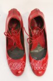 画像3: ヴィヴィアンウエストウッド 中古 / レースベルトエナメルヒールシューズ 38(24cm) レッド  O-25-10-19-093-sh-YM-OS (3)