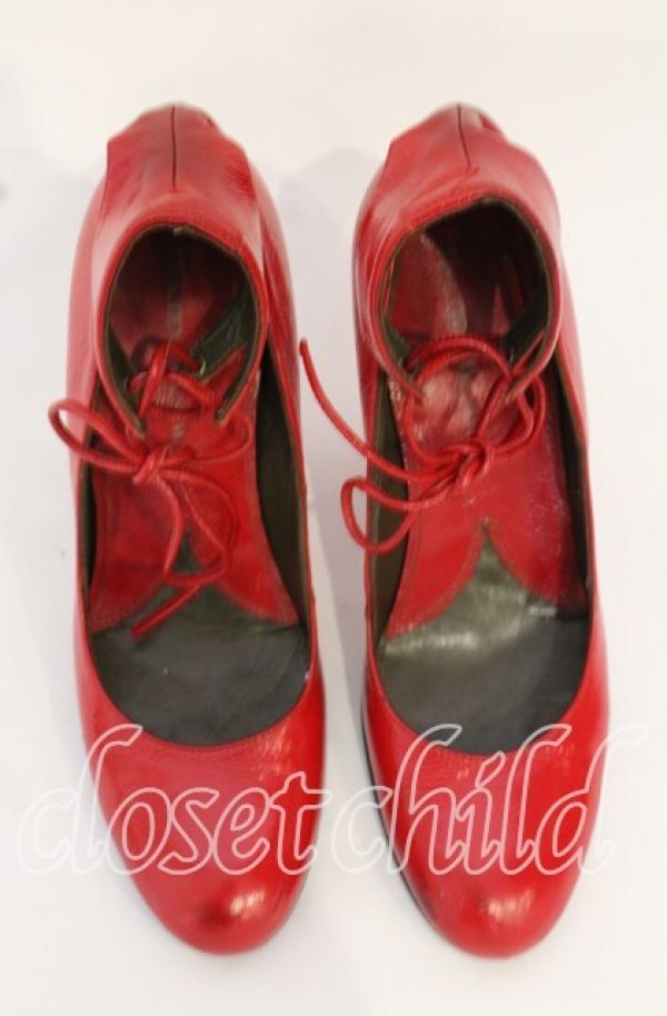 画像3: ヴィヴィアンウエストウッド 中古 / レースベルトエナメルヒールシューズ 38(24cm) レッド  O-25-10-19-093-sh-YM-OS (3)