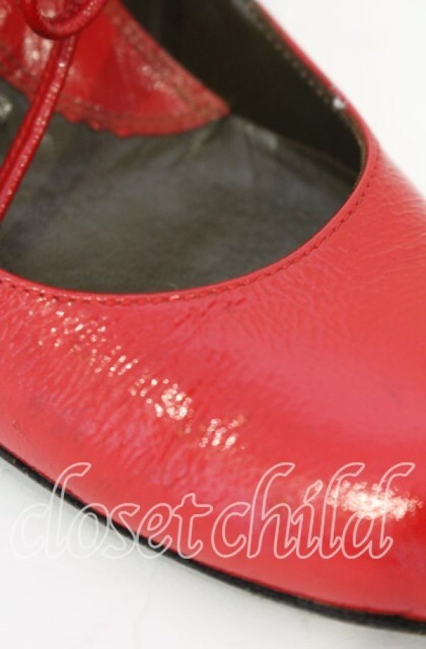 画像5: ヴィヴィアンウエストウッド 中古 / レースベルトエナメルヒールシューズ 38(24cm) レッド  O-25-10-19-093-sh-YM-OS (5)