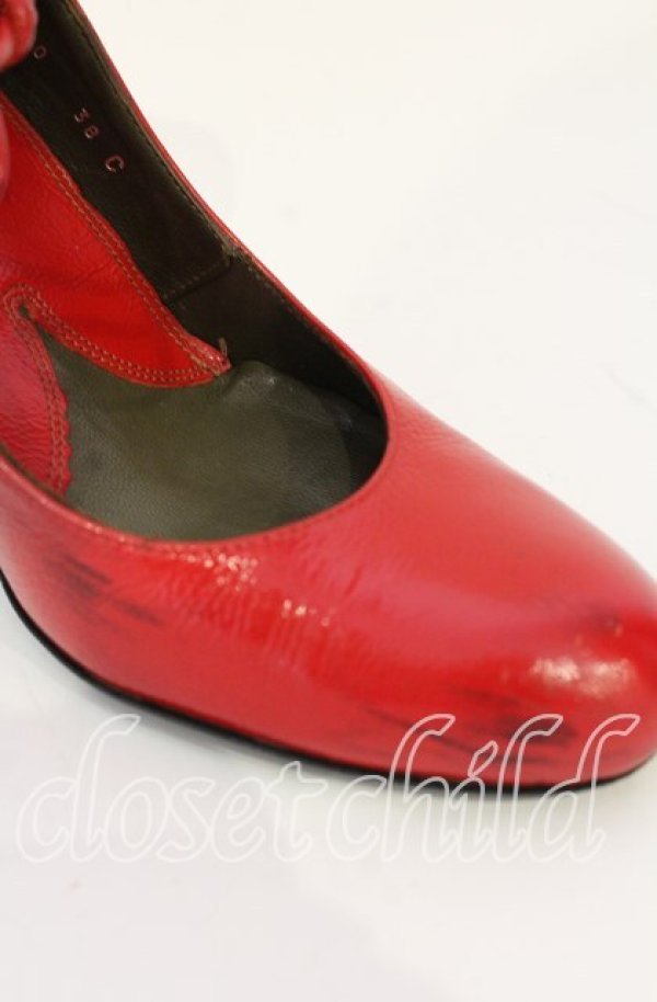 画像6: ヴィヴィアンウエストウッド 中古 / レースベルトエナメルヒールシューズ 38(24cm) レッド  O-25-10-19-093-sh-YM-OS (6)