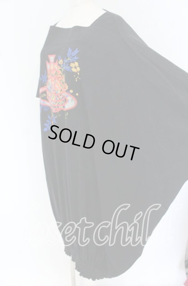 画像3: ヴィヴィアンウエストウッド 中古 / フラワーオーブプリントギャザーカットワンピース 00 ブラック  O-25-10-19-011-op-YM-OS (3)