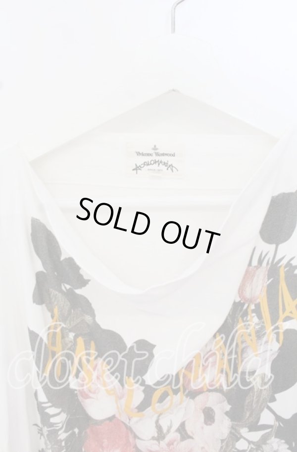 画像2: ANGLOMANIA 中古 / フラワープリント変形カットソー 38 ホワイト  O-25-10-19-108-ts-YM-ZH (2)