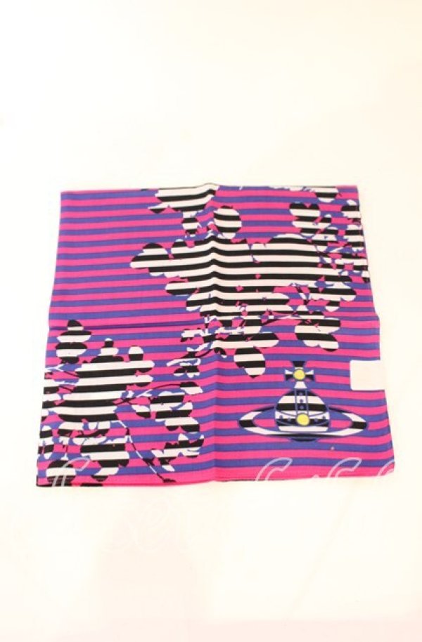 画像2: ヴィヴィアンウエストウッド 中古 / ハンカチ(ブロケードxボーダー)  パープル  O-25-10-19-115-gd-YM-OS (2)