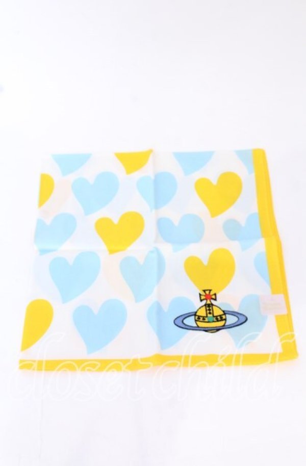 画像2: ヴィヴィアンウエストウッド 中古 / ハンカチ(マティスハート)  サックスxイエロー  O-25-10-19-120-gd-YM-OS (2)