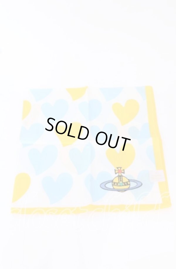 画像2: ヴィヴィアンウエストウッド 中古 / ハンカチ（マティスハート）  サックスｘイエロー  O-25-10-19-120-gd-YM-ZH (2)