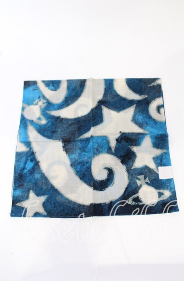 画像2: ヴィヴィアンウエストウッド 中古 / ハンカチ(サーカス)  ブルー  O-25-10-19-121-gd-YM-OS (2)