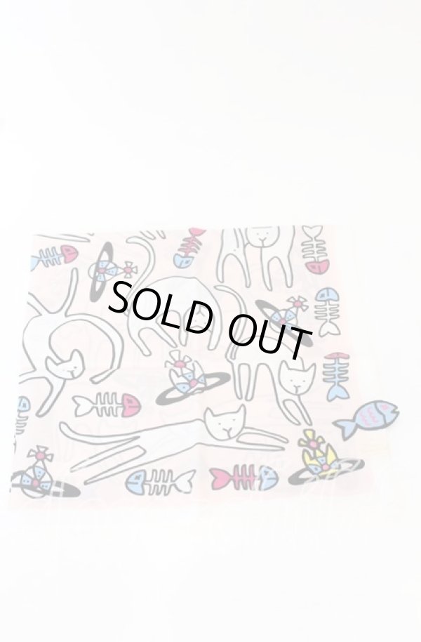 画像2: ヴィヴィアンウエストウッド 中古 / ハンカチ（キャット＆フィッシュ）  ピンクｘホワイト  O-25-10-19-123-gd-YM-OS (2)