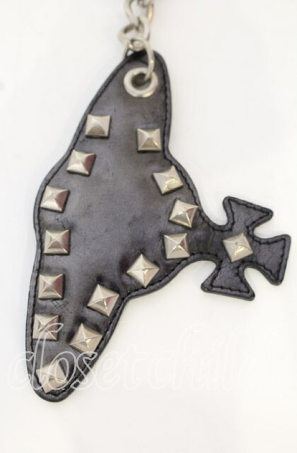 画像2: ヴィヴィアンウエストウッド 中古 / スパイクスタッズオーブキーホルダー  ブラックxシルバー  O-25-10-19-145-gd-YM-OS (2)