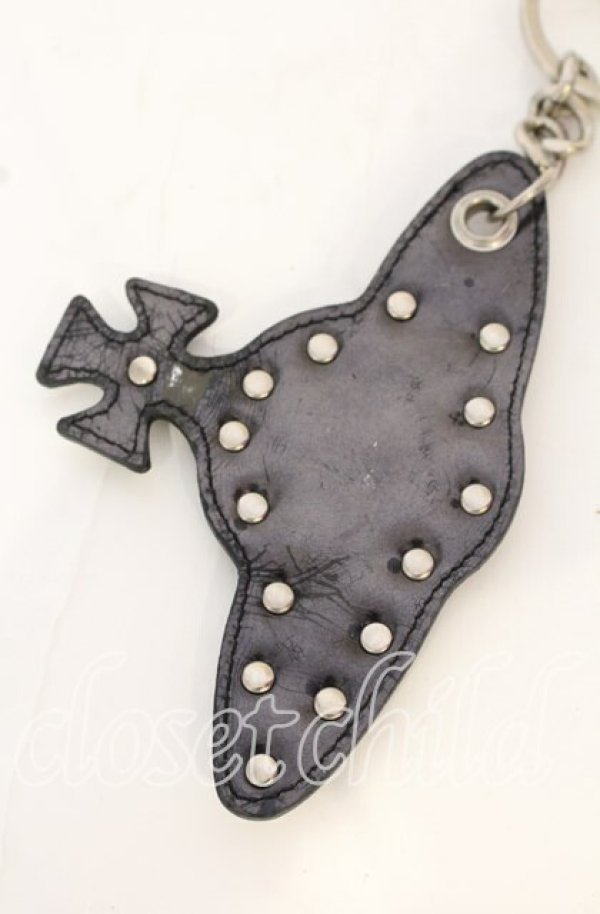 画像4: ヴィヴィアンウエストウッド 中古 / スパイクスタッズオーブキーホルダー  ブラックxシルバー  O-25-10-19-145-gd-YM-OS (4)