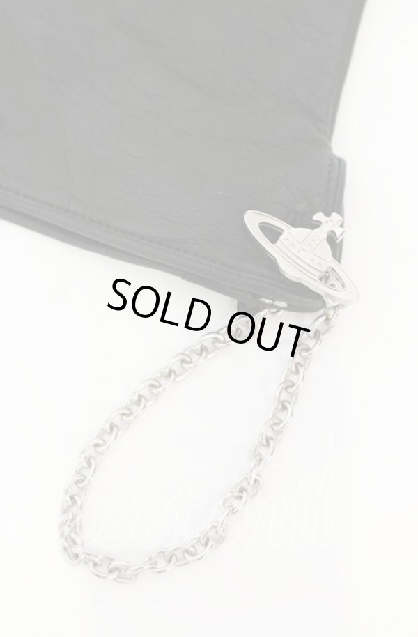 画像2: ヴィヴィアンウエストウッド 中古 / オーブカフスレザーグローブ レディース ブラックｘシルバー  O-25-10-19-147-gd-YM-OS (2)