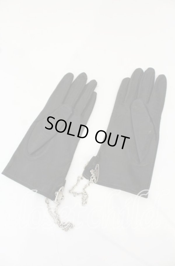 画像3: ヴィヴィアンウエストウッド 中古 / オーブカフスレザーグローブ レディース ブラックｘシルバー  O-25-10-19-147-gd-YM-OS (3)