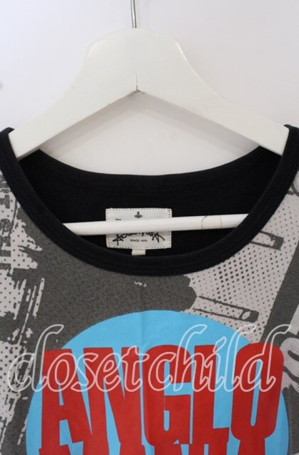 画像2: ANGLOMANIA 中古 / パンクアーカイブ柄Tシャツ 36 ブラックxグレー  O-25-10-19-163-ts-YM-OS (2)