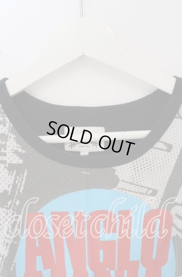 画像2: ANGLOMANIA 中古 / パンクアーカイブ柄Tシャツ 36 ブラックｘグレー  O-25-10-19-163-ts-YM-OS (2)