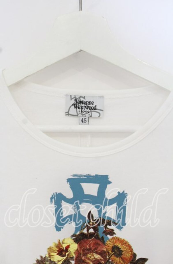 画像2: ヴィヴィアンウエストウッド MAN 中古 / フローラルオーブ Tシャツ 46 ホワイト  O-25-10-19-017-ts-IG-ZH (2)