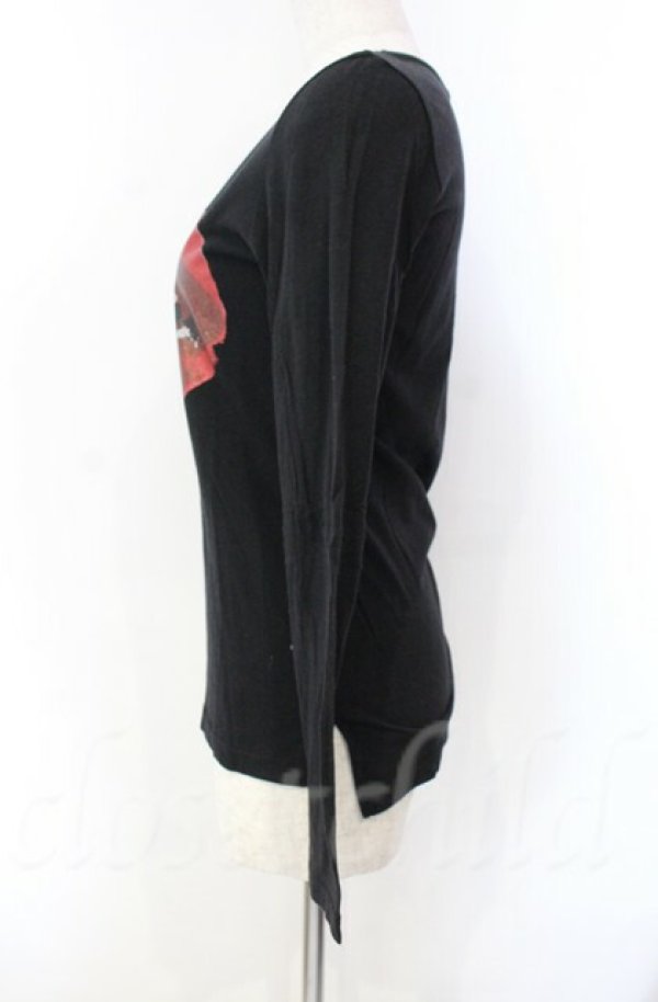 画像3: ヴィヴィアンウエストウッド 中古 / グリッターLIPプリント長袖カットソー 1 ブラック  O-25-11-09-021-to-YM-OS (3)