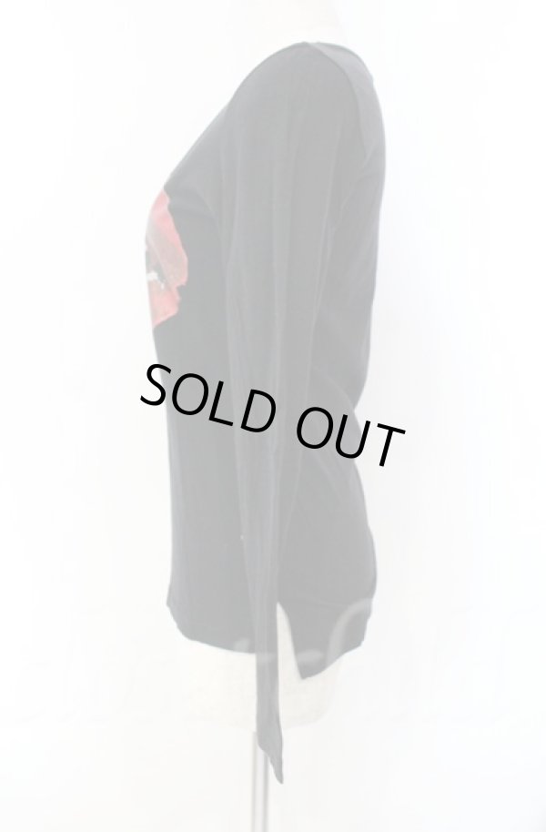 画像3: ヴィヴィアンウエストウッド 中古 / グリッターLIPプリント長袖カットソー 1 ブラック  O-25-11-09-021-to-YM-OS (3)