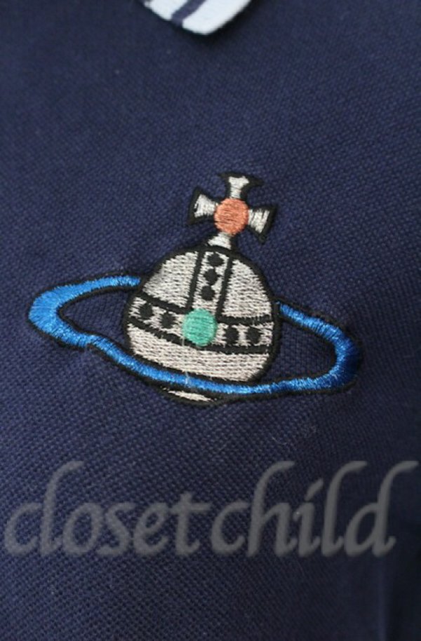 画像2: ヴィヴィアンウエストウッド MAN 中古 / オーブ刺繍ポロシャツ 44 ネイビー  O-25-11-09-022-to-YM-OS (2)