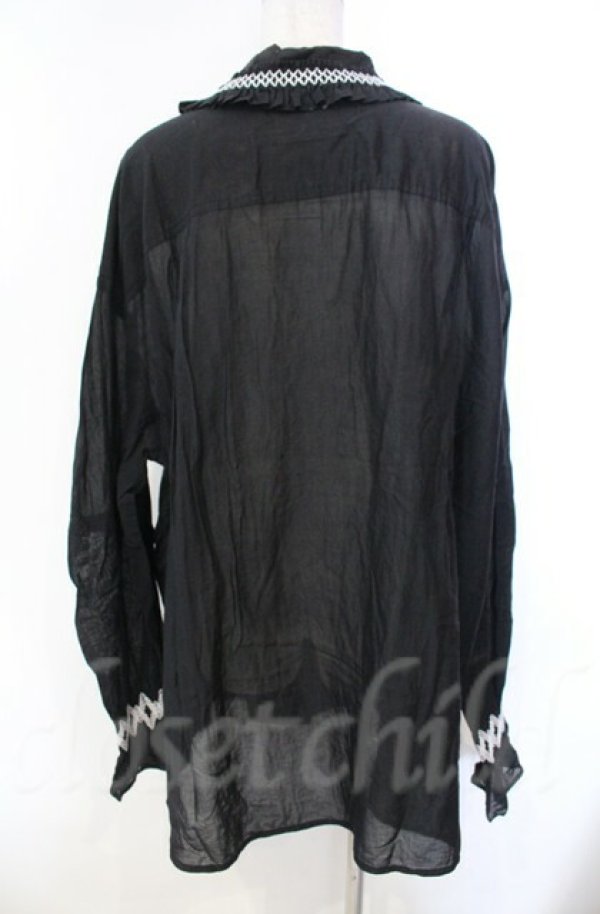画像6: ヴィヴィアンウエストウッド 中古 / コットンローンスモッキングシャツ 00 ブラック  O-25-11-09-024-bl-YM-OS (6)