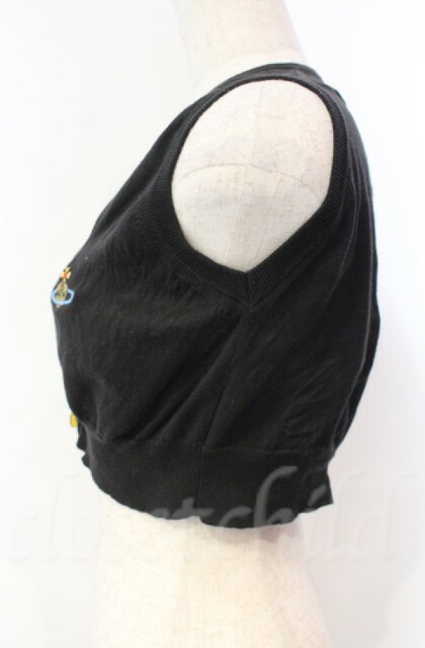 画像3: ヴィヴィアンウエストウッド 中古 / ノースリーブミニカーディガン M ブラック  O-25-11-09-025-to-YM-OS (3)