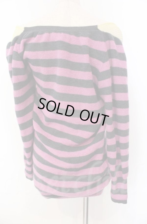 画像4: ヴィヴィアンウエストウッド 中古 / モヘアネットボーダーニット L パープルｘイエロー  O-25-11-09-027-to-YM-ZH (4)