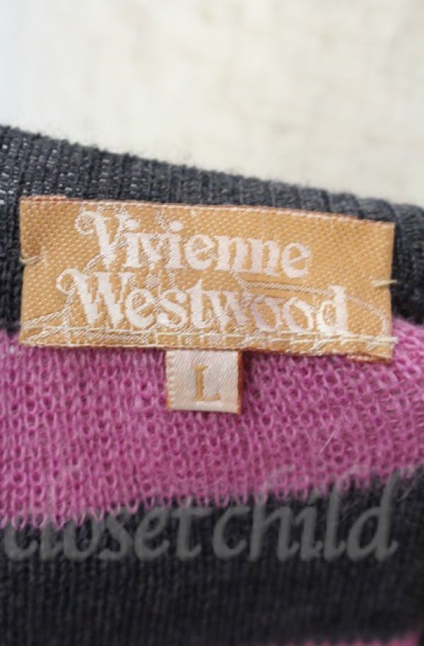 画像5: ヴィヴィアンウエストウッド 中古 / モヘアネットボーダーニット L パープルｘイエロー  O-25-11-09-027-to-YM-OS (5)