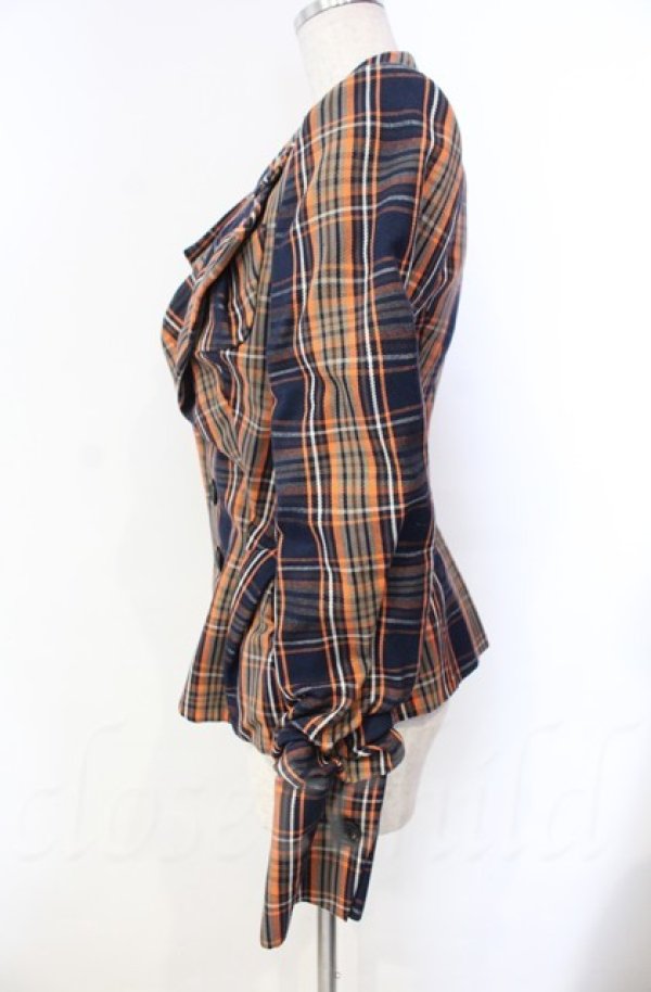 画像3: ヴィヴィアンウエストウッド 中古 / DRUNKEN TAILORED JACKET 38 オレンジ×ネイビー  O-25-11-09-029-jc-IG-OS (3)
