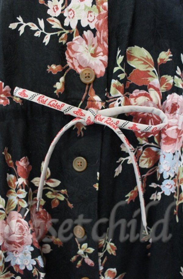画像3: ヴィヴィアンウエストウッド 中古 / ローズプリント　ドローストリングギャザーシャツ 00 ブラック  O-25-11-09-030-op-IG-OS (3)