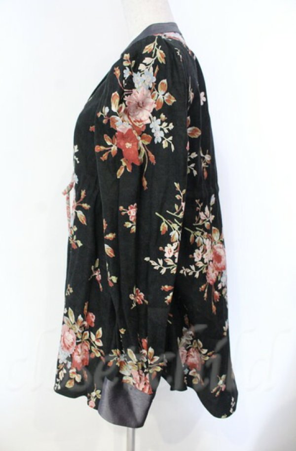 画像4: ヴィヴィアンウエストウッド 中古 / ローズプリント　ドローストリングギャザーシャツ 00 ブラック  O-25-11-09-030-op-IG-OS (4)