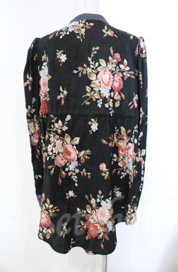 画像5: ヴィヴィアンウエストウッド 中古 / ローズプリント　ドローストリングギャザーシャツ 00 ブラック  O-25-11-09-030-op-IG-OS (5)