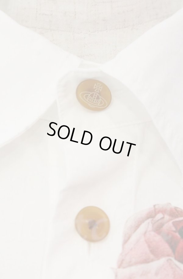 画像2: ヴィヴィアンウエストウッド 中古 / オーガニックコットンブロードローズプリントシャツ 00 ホワイト  O-25-11-09-031-bl-IG-OS (2)