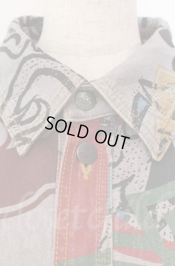 画像2: ヴィヴィアンウエストウッド 中古 / FRAT HOUSE DENIMシャツ 00 グレーｘマルチ  O-25-11-09-032-bl-YM-OS (2)