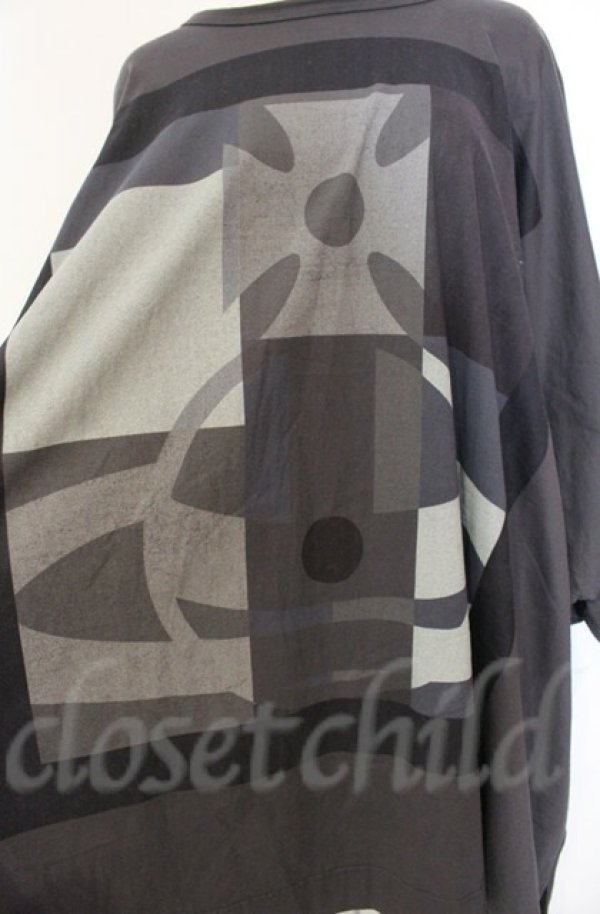 画像2: ヴィヴィアンウエストウッド 中古 / オーブプリントビッグシルエットカットソー 00 チャコール  O-25-11-09-033-op-YM-OS (2)