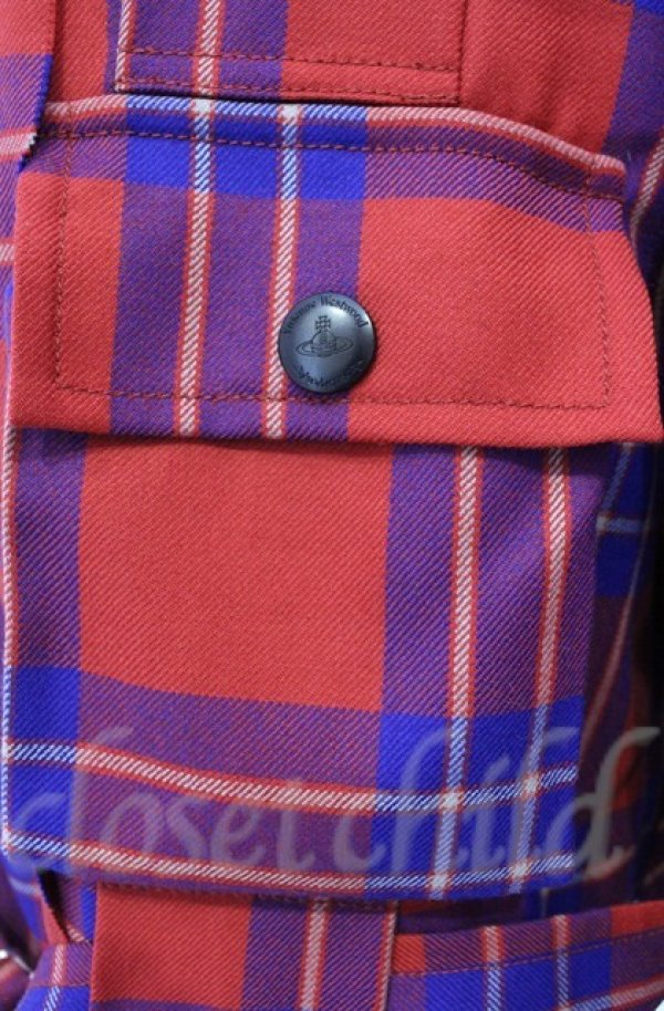 画像2: ANGLOMANIA 中古 / タータンチェックボンテージジャケット 40 レッド  O-25-11-09-004-jc-YM-OS (2)