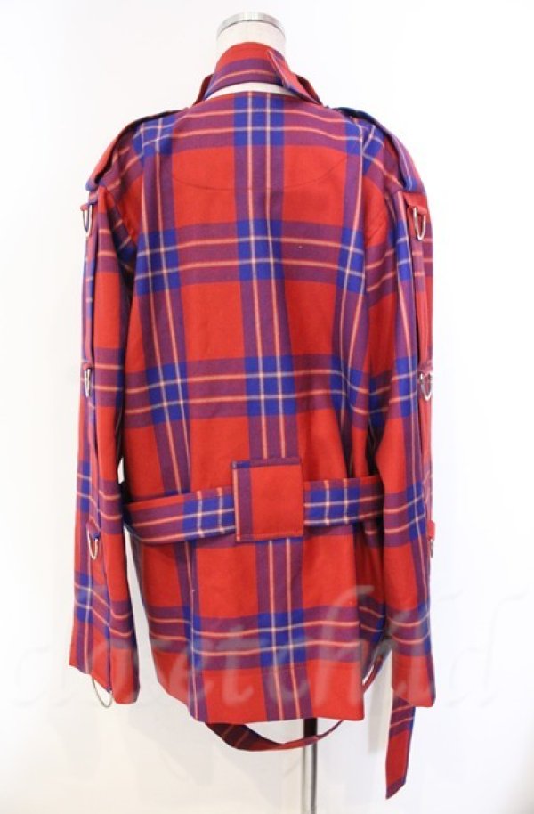 画像4: ANGLOMANIA 中古 / タータンチェックボンテージジャケット 40 レッド  O-25-11-09-004-jc-YM-OS (4)