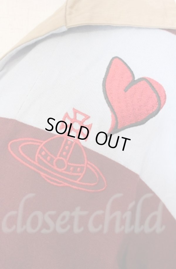 画像2: ヴィヴィアンウエストウッド 中古 / ビッグボーダーエイリアンスリーブポロワンピース 00 ワインｘサックス  O-25-11-09-043-op-YM-OS (2)