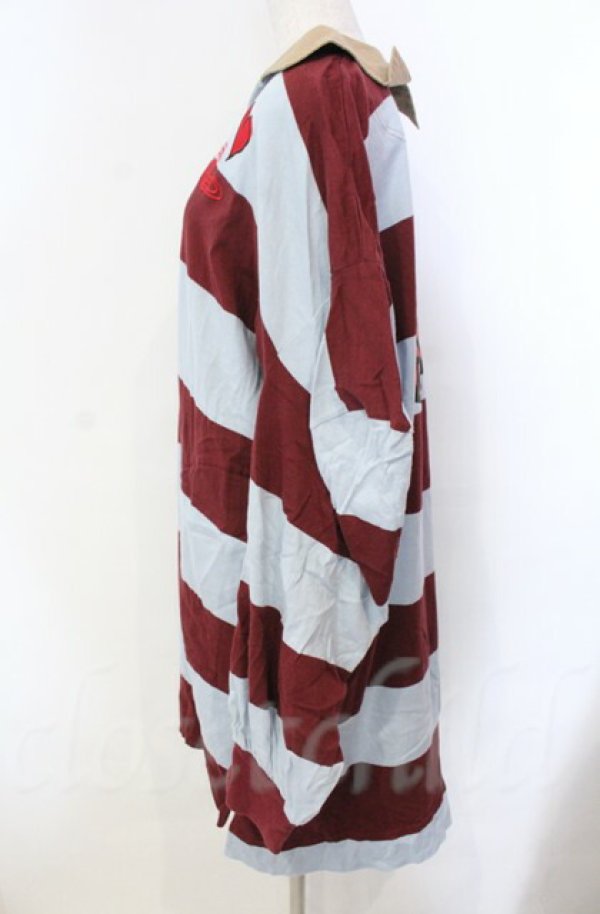 画像4: ヴィヴィアンウエストウッド 中古 / ビッグボーダーエイリアンスリーブポロワンピース 00 ワインｘサックス  O-25-11-09-043-op-YM-OS (4)