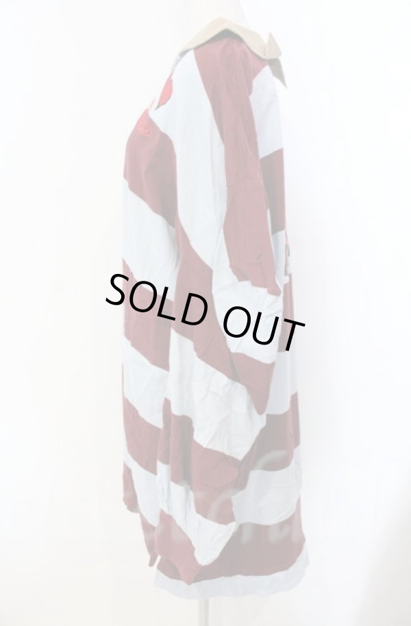 画像4: ヴィヴィアンウエストウッド 中古 / ビッグボーダーエイリアンスリーブポロワンピース 00 ワインｘサックス  O-25-11-09-043-op-YM-OS (4)