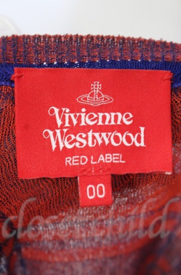 画像6: ヴィヴィアンウエストウッド 中古 / テクスチャーチェックニットクルーネックカーディガン 00 レッドｘネイビー  O-25-11-09-045-to-YM-OS (6)