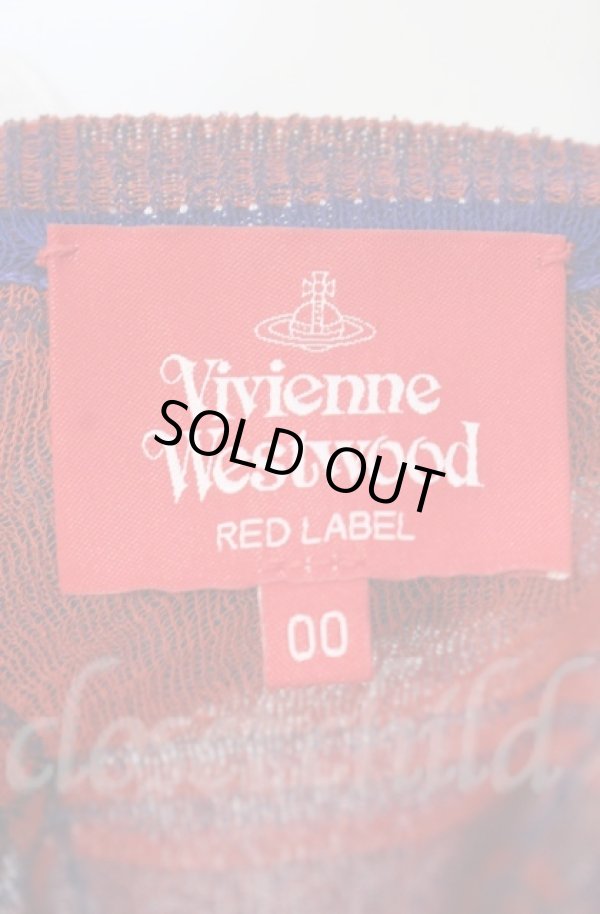 画像6: ヴィヴィアンウエストウッド 中古 / テクスチャーチェックニットクルーネックカーディガン 00 レッドｘネイビー  O-25-11-09-045-to-YM-OS (6)