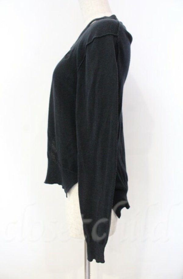 画像3: ANGLOMANIA 中古 / カットラス刺繍丸襟カーディガン 36 ブラック  O-25-11-09-051-to-IG-OS (3)