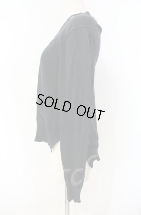 画像3: ANGLOMANIA 中古 / カットラス刺繍丸襟カーディガン 36 ブラック  O-25-11-09-051-to-IG-OS (3)