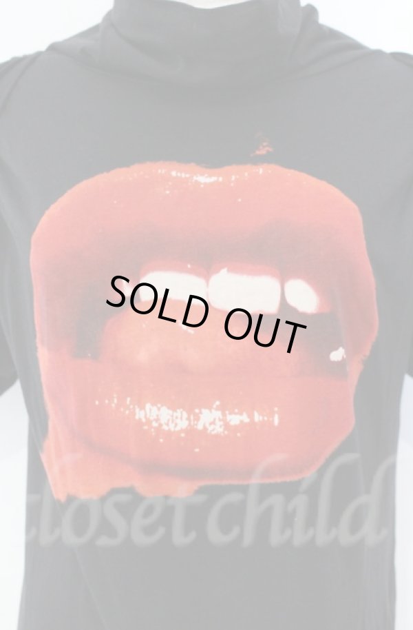 画像2: Worlds End 中古 / リッププリントワンピース M ブラック  O-25-11-09-052-op-YM-OS (2)